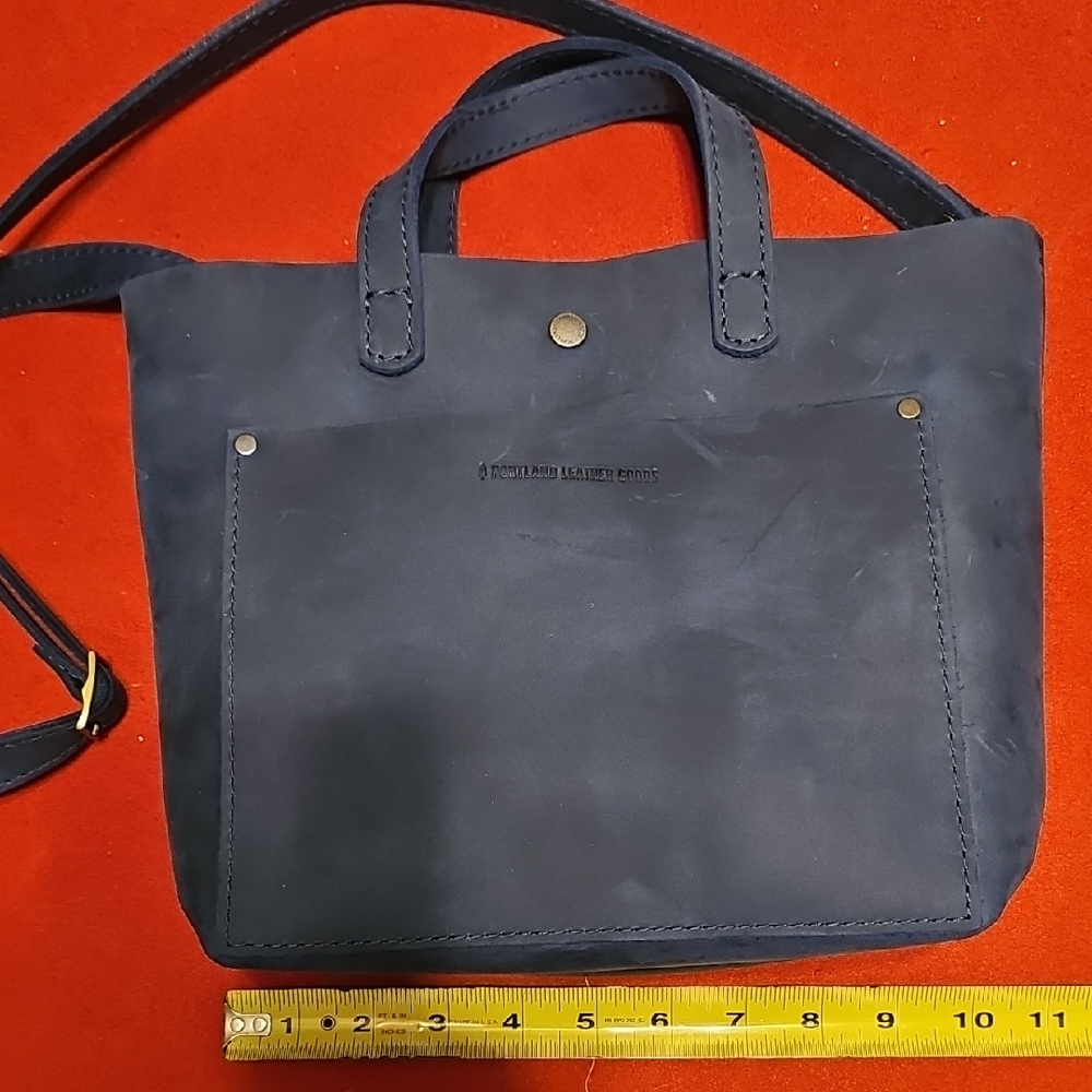 NWOT BLUE PORTLAND CROSSBODY TOTE LEATHER BAG DEEP WATER